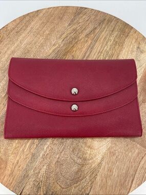 Monsac Red Leather Double-Flap Wallet